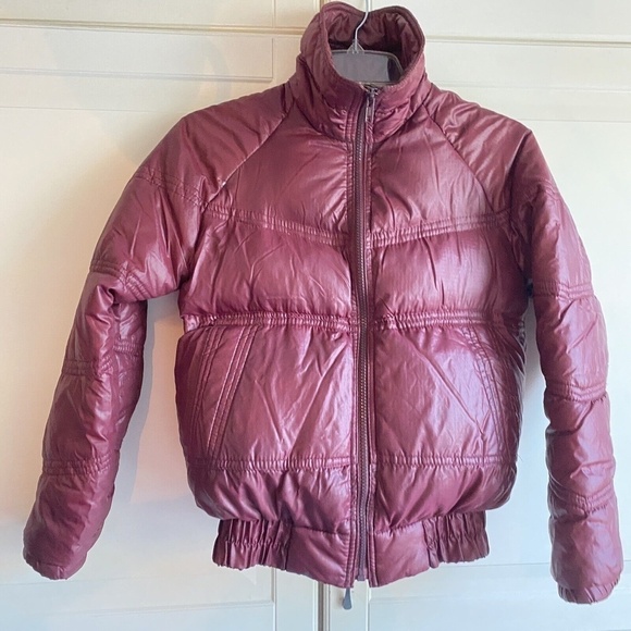 Vintage Arctic Blue Goose Down Girl’s Maroon Puffer Made in‎ Canada Jacket Sz M - Picture 1 of 12